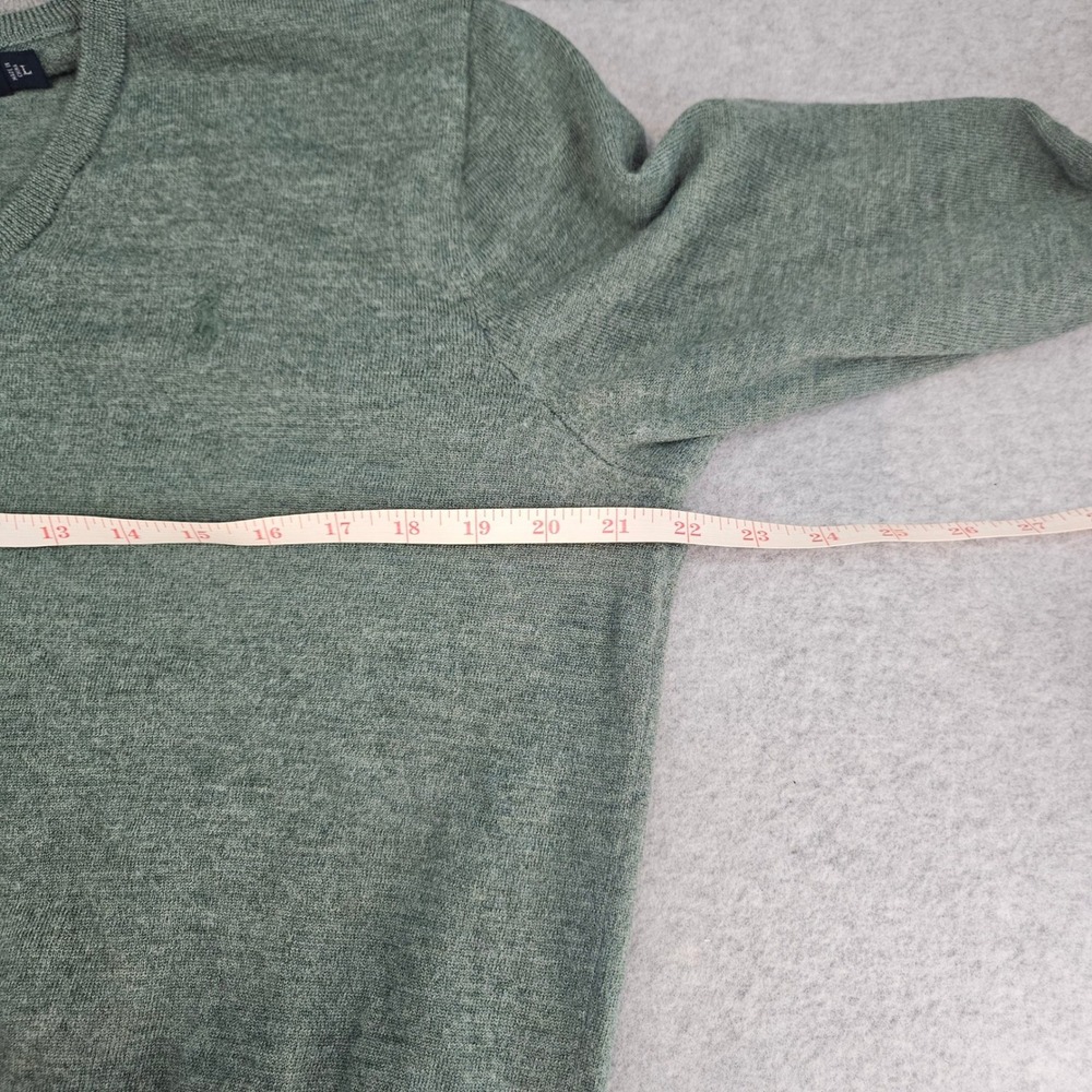 POLO GOLF LAUREN | Mens L Merino Wool V-Neck Sweater Sage Green Logo - Picture 6 of 10